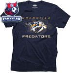 Футболка Нэшвилл Предаторз / Nashville Predators Majestic Threads Navy Blue Team Crest Tri-Blend T-Shirt