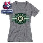 Женская футболка Бостон Брюинз / Boston Bruins Women's Grey Celtic Band Tri-Blend V-Neck T-Shirt