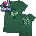 Женская футболка Чикаго Блэкхокс / Patrick Kane Women's St. Patrick's Day Green O'Shamrock Field Chicago Blackhawks Name and Number Cap Sleeve T-Shirt
