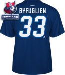 Футболка Виннипег Джетс / Dustin Byfuglien Navy Blue Reebok Winnipeg Jets Name and Number T-Shirt