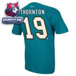 Футболка Сан-Хосе Шаркс / Joe Thornton Teal Reebok San Jose Sharks Name and Number T-Shirt