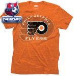 Футболка Филадельфия Флайерз / Philadelphia Flyers Majestic Threads Orange Team Crest Tri-Blend T-Shirt