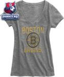 Женская футболка Бостон Брюинз / Boston Bruins Women's '47 Brand Grey V-Neck Scrum Tee
