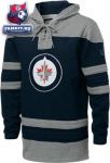 Толстовка Виннипег Джетс / Winnipeg Jets Navy Old Time Hockey Home Lace Primary Logo Hooded Sweatshirt