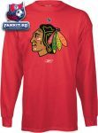 Кофта Чикаго Блэкхокс / Chicago Blackhawks -Red- Primary Logo Long Sleeve T-Shirt