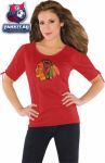 Женская футболка Чикаго Блэкхокс / Chicago Blackhawks Women's Slit Shoulder Top from Touch by Alyssa Milano