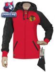 Женская толстовка Чикаго Блэкхокс / Chicago Blackhawks Women's Letterman Full-Zip Fleece Hooded Sweatshirt