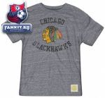 Футболка Чикаго Блэкхокс / Chicago Blackhawks Grey Retro Sport Gym Class Tri-Blend T-Shirt