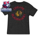 Футболка Чикаго Блэкхокс / Chicago Blackhawks Black Reebok Navigating The Logo Tri-Blend T-Shirt