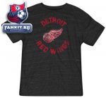 Футболка Детройт Ред Уингз / Detroit Red Wings Black Reebok Navigating The Logo Tri-Blend T-Shirt