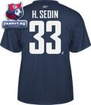 Футболка Ванкувер Кэнакс / Henrik Sedin Navy Reebok Name and Number Vancouver Canucks T-Shirt