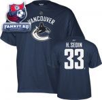 Футболка Ванкувер Кэнакс / Henrik Sedin Navy Reebok Name and Number Vancouver Canucks T-Shirt