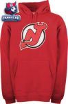 Толстовка Нью-Джерси Девилз / New Jersey Devils Red Old Time Hockey Big Logo Hooded Fleece Sweatshirt