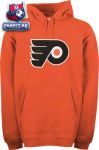 Толстовка Филадельфия Флайерз / Philadelphia Flyers Orange Old Time Hockey Big Logo Hooded Fleece Sweatshirt