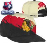 Кепка Чикаго Блэкхокс / Chicago Blackhawks Mitchell & Ness Cream Vintage 'Paintbrush' Snapback Hat