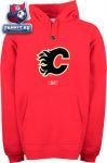 Толстовка Калгари Флэймз / Calgary Flames -Red- Primary Logo Hooded Fleece Sweatshirt