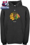 Кофта Чикаго Блэкхокс / Chicago Blackhawks -Black- Primary Logo Hooded Sweatshirt