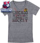 Женская футболка Чикаго Блэкхокс / Chicago Blackhawks Women's Tri-Blend Stacked Logo T-Shirt
