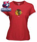 Женская футболка Чикаго Блэкхокс / Chicago Blackhawks Women's Red Logo Premier Too Cap Sleeve Layered Tissue Tee