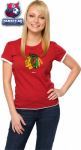 Женская футболка Чикаго Блэкхокс / Chicago Blackhawks Women's Red Logo Premier Too Cap Sleeve Layered Tissue Tee