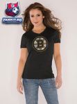 Женская футболка Бостон Брюинз / Boston Bruins Black Women's Primary Logo Tri Blend V Neck T-Shirt- by Alyssa Milano