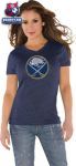 Женская футболка Баффало Сейбрз / Buffalo Sabres Navy Women's Primary Logo Tri Blend V Neck T-Shirt- by Alyssa Milano