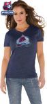 Женская футболка Колорадо Эвеланш / Colorado Avalanche Navy Women's Primary Logo Tri Blend V Neck T-Shirt- by Alyssa Milano