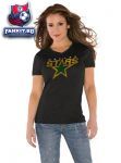 Женская футболка Даллас Старз / Dallas Stars Black Women's Primary Logo Tri Blend V Neck T-Shirt- by Alyssa Milano