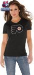 Женская футболка Филадельфия Флайерз / Philadelphia Flyers Black Women's Primary Logo Tri Blend V Neck T-Shirt- by Alyssa Milano