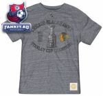 Футболка Чикаго Блэкхокс / Chicago Blackhawks 4X Stanley Cup Champions Tri Blend Gym Class T-Shirt