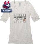 Женская футболка Чикаго Блэкхокс / Chicago Blackhawks Women's White '47 Brand Base Layer V-Neck T-Shirt