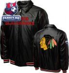Куртка Чикаго Блэкхокс / Chicago Blackhawks Faux Leather Full-Zip Varsity Jacket