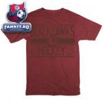 Футболка Чикаго Блэкхокс / Chicago Blackhawks Brick Red Aged Stripe Pigment Dyed T-Shirt