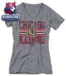 Женская футболка Чикаго Блэкхокс / Chicago Blackhawks Women's Grey CCM Classics Impact Tri-Blend V-Neck T-Shirt