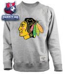 Кофта Чикаго Блэкхокс / Chicago Blackhawks Old Time Hockey Grey Allerton Crewneck Sweatshirt