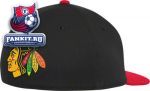 Кепка Чикаго Блэкхокс / Chicago Blackhawks Black Hockey Club Flat Brim Flex Hat