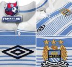 Поло Манчестер Сити / Manchester City WTC Stripe Polo - White / Vista Blue