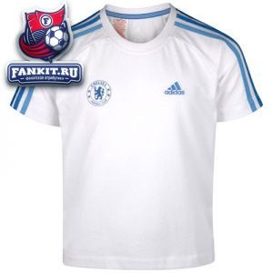 Футболка Челси Адидас / Adidas Chelsea Essentials 3 Stripe Crew Neck T-Shirt